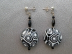 Murano Glass, Black & White Mosaic 20mm Disc Earrings